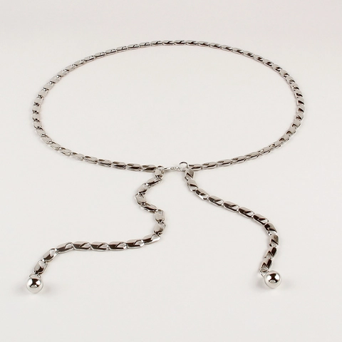 Moda Donna Cintura a Catena in Metallo Anello Ovale Catena in Vita Regolabile Oro Argento Gioielli a Catena per Abiti