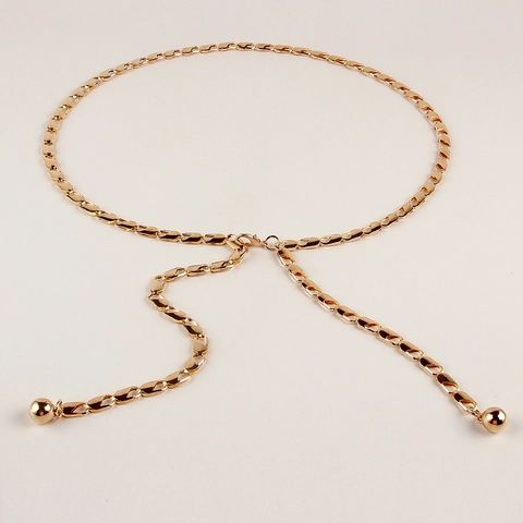 Moda Donna Cintura a Catena in Metallo Anello Ovale Catena in Vita Regolabile Oro Argento Gioielli a Catena per Abiti