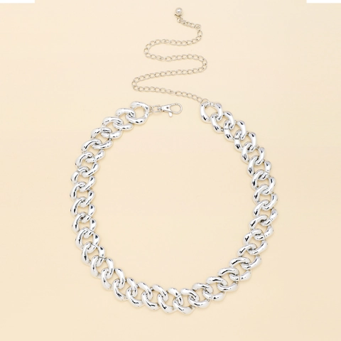 Cintura a Catena da Vita Minimalista Grossa Cuban Link per Donna Uomo Punk Hip Hop Catena del Corpo Regolabile Gioielli in Metallo Argento