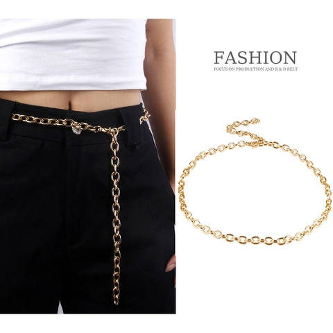 Catenina da Vita in Metallo Dorato Moda Donna Cintura a Catena Regolabile Accessorio per Abiti Jeans Catena Decorativa da Pancia