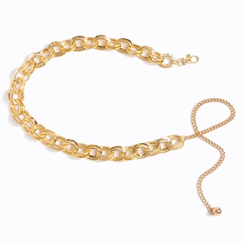 Cintura a Catena in Metallo Lega di Zinco Vintage da Donna Moda Catena da Vita Oro Regolabile Con Pendente a Sfera Gioielli