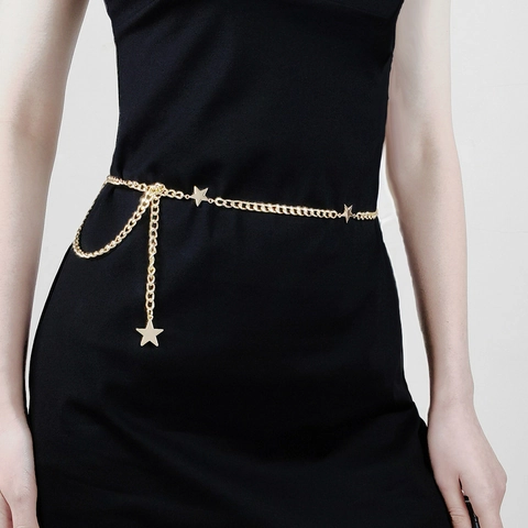 Boheemse Metalen Ster Maan Tailleketting Voor Vrouwen Verstelbare Goud Zilver Kleur Lichaamsketting Sieraden Voor Strand