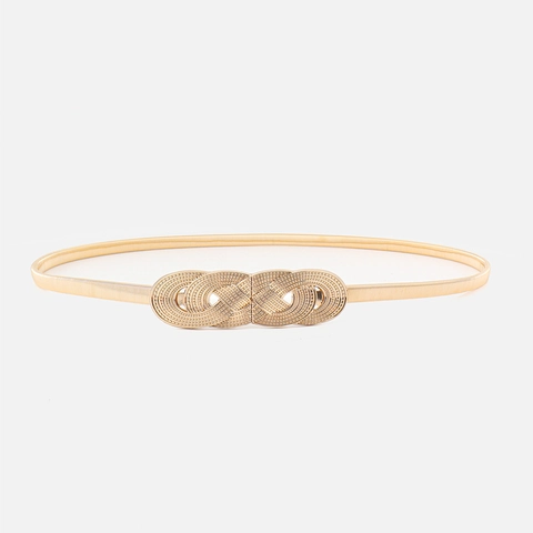 Vintage Metall Elastisch Taillengürtel Für Damen Gold Schmaler Kettengürtel Mit麻花扣 Retro Modeaccessoire Für Kleider