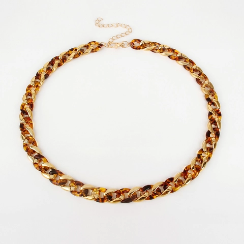 Catena da Vita Donna Leopardata in Acrilico Catena Grossa Oro Lega Intervallata Link Catena per il Corpo Accessorio Moda