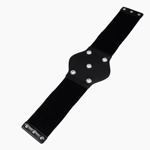 Ceinture Corset Elastique Large Vintage pour Femmes Cuir PU Noir Serre-taille Boucle en Alliage Ceinture Décorative Pour Robes