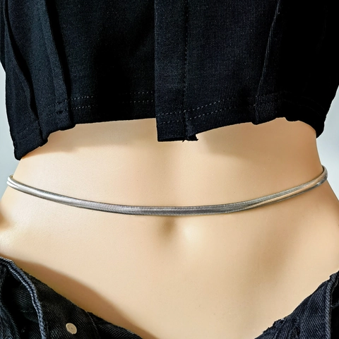 Catena in Vita da Donna in Metallo retrò Catena a serpente Regolabile Catena del Corpo Sexy da Spiaggia Oro Argento