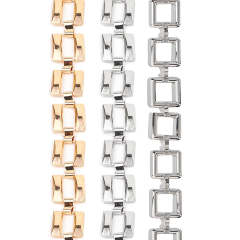 Women Punk Metal Hollow Rectangle Waist Chain Adjustable Alloy Link Belt With Rose Pendant Dress Decoration Jewelry
