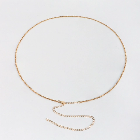 Cadena de Cuerpo de Aleación de Oro Sexy para Mujer Playa de Verano Bikini Cadena de Cintura Estilo Punk Minimalista Joyería de Metal Ajustable