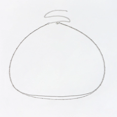 Sexy Catena in Lega d'Argento a Doppio Strato Regolabile Gioielli per il Corpo da Donna Bikini Beach Party Catena Minimalista
