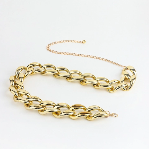 Cintura a Catena Grossa Punk da Donna Placcata Oro Argento Catena in Plastica Girovita Regolabile Accessorio Moda
