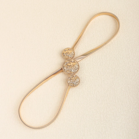 Vintage Gold Metall Elastische Taille Gürtel Damen Relief Medallion Dekorative Kette Gürtel Für Kleider Luxus Gürtel