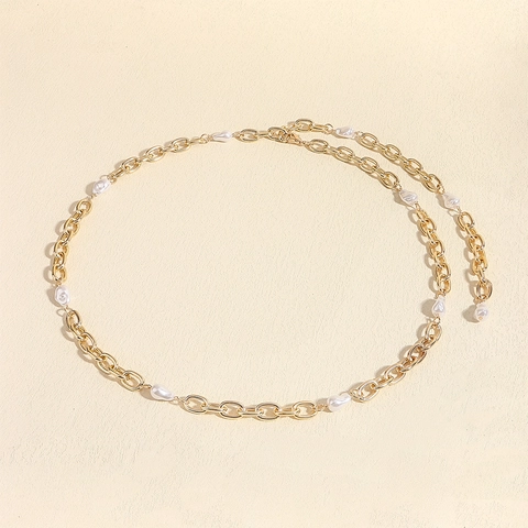 Cintura da Vita a Catena in Metallo Dorato di Lusso Vintage per Donna Con Perla Artificiale Barocca Gioielli Eleganti per Matrimoni