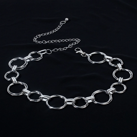 Mode Metalen Tailleketting Riem Voor Dames Elegante Ronde Ring Link Lichaamsketting Goud Zilver Veelzijdig Jeans Decoratieve Sieraden Accessoire