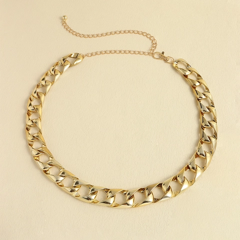 Cintura a Catena Grossa Punk per Donna Uomo Acrilico Plastica Oro Argento Catena da Corpo Regolabile Hip Hop Accessori Denim