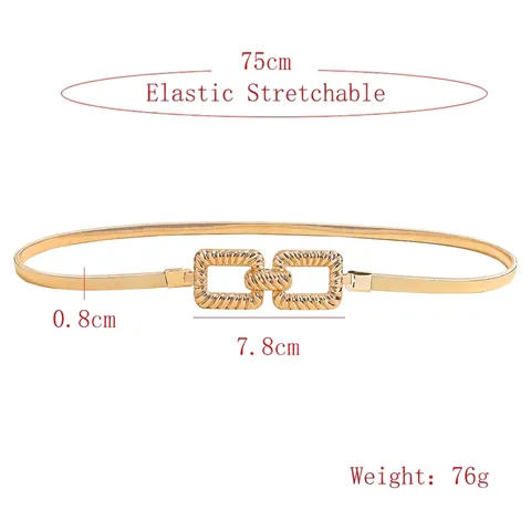 Cintura da Donna Elegante Elastica in Metallo Catena a Serpente Oro Con Fibbia Intrecciata Strutturata per Abiti