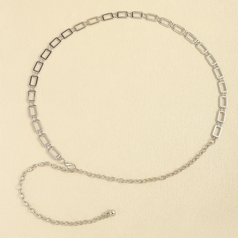 Cintura a Catena in Metallo con Maglie Rettangolari Geometriche da Donna Catena per il Corpo Regolabile per Jeans Gonna
