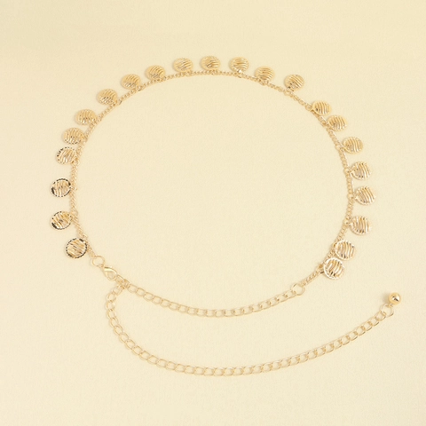 Cintura a Catena da Vita in Metallo Dorato Bohemian Con Pendenti Rotondi a Onde Catena del Corpo Regolabile Per Donna Gioielli
