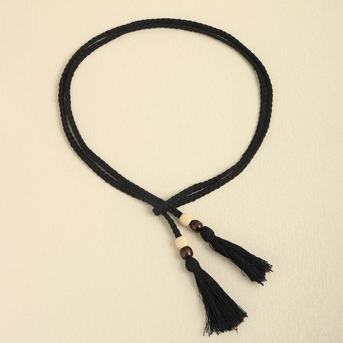 Dames Gevlochten Kwastje Taille Riem Touw Knoop Katoen Weven Tailleketting Boho Etnische Stijl Riem Voor Jurken Jeans