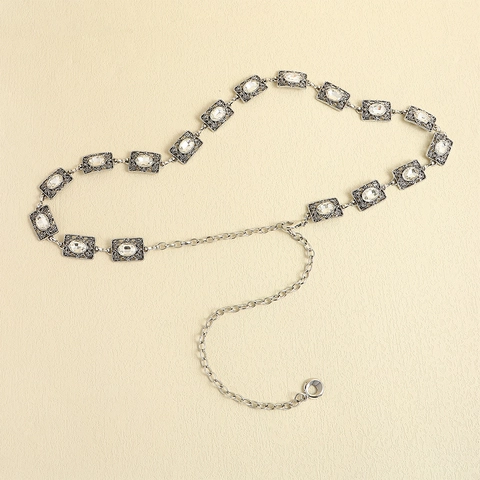Chaîne de Taille Luxueuse Vintage en Alliage de Strass pour Femmes Ceinture Décorative en Métal pour Robes Chaîne de Ventre Élégante