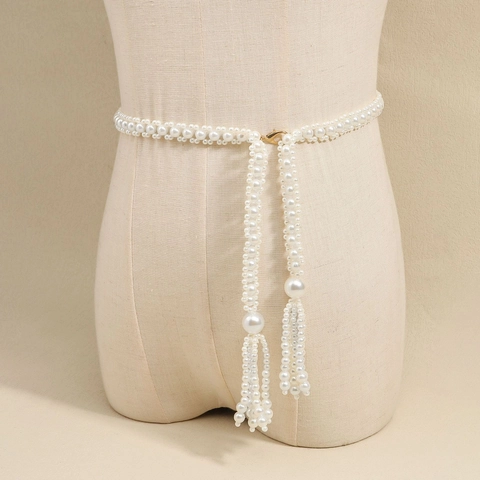 Elegante Künstliche Perle Taillenkette Mit Quasten Für Damen Süße Mehrlagige Perlen Körperkette Für Kleider Strand Party Gürtel