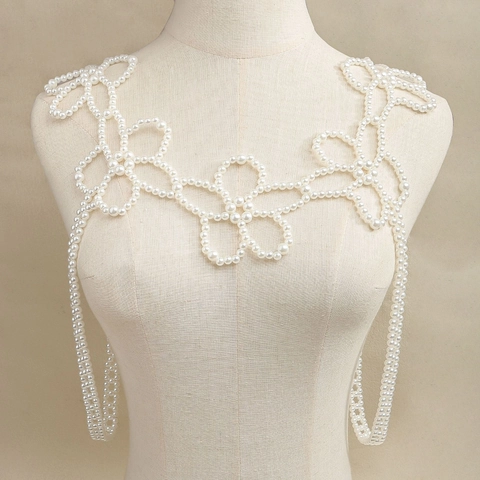 Elegante Damen Künstliche Perle Körperkette Retro Blumen Taillengürtel Accessoire Für Kleid Pullover Dekoration Party Schmuck