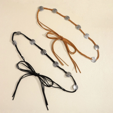 Böhmisches Geflochtenes Taillenseil Für Damen Retro Ethno-Stil Metallmünze Dekorativer Gürtel Mit Quasten Für Sommerkleider