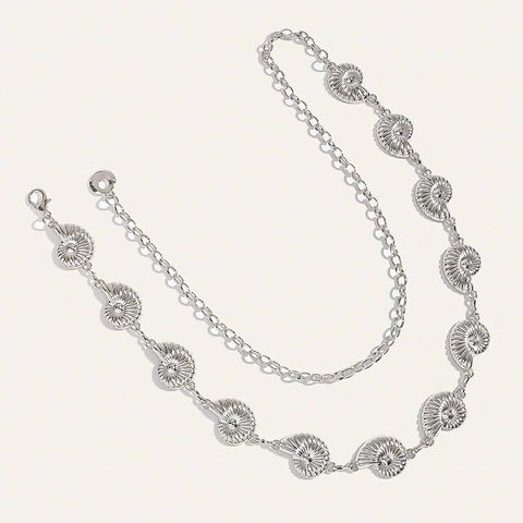 Chaîne de Taille en Métal pour Femme Coquillage Bohème Ceinture de Ventre Réglable avec Pendentif de Conque Bijoux de Plage