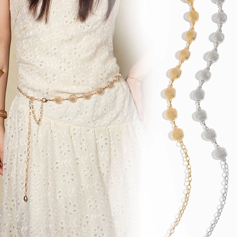 Catena da Vita in Metallo alla Moda per Donna Catena da Vita Decorativa a Sfera Cava Accessorio per Abiti e Camicie