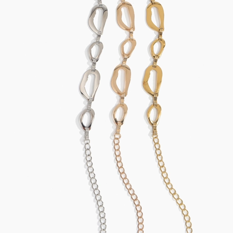 Western Stil Metall Taillenkette Für Damen Unregelmäßige Geometrische Ajouré Körperkette Verstellbarer Kleidergürtel Zubehör