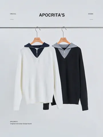Heren Nep Tweedelig Trui Casual Ruime Lazy Stijl Reverskraag Rits Gebreid Shirt Acryl Polyester Modal Ribgebreid Breigoed