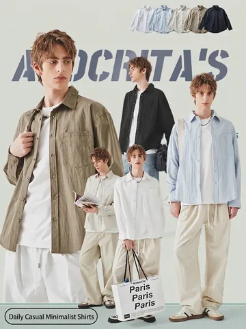 Men's Casual Cotton Blend Long Sleeve Shirt Relaxed Fit Turn-down Collar Solid Color Button Down Top With Pocket