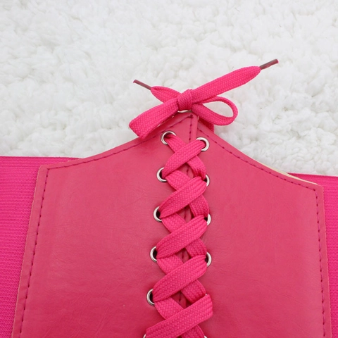 Cintura a Corsetto Vintage da Donna con Lacci Fascia Elastica Larga Sotto-seno in Similpelle Modellante Accessorio Moda