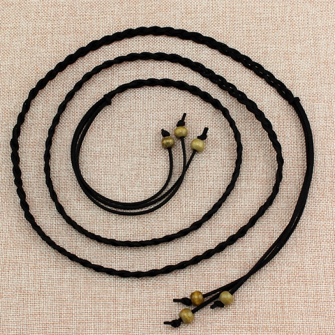 Damen Vintage Bohemian Kunstleder Handgewebter Gürtel Taillenseil Mit Holzperlen Dekorativer Quaste Geflochtener Schmaler Gürtel