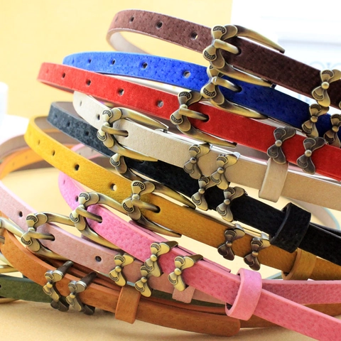 Cintura Sottile Donna in Pelle Sintetica Vintage Con Fibbia a Fiocco Cinturino Decorativo di Moda per Abiti e Gonne Accessori