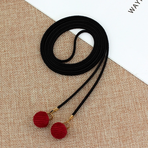Cadena de Cintura Anudada de Microfibra para Mujer Con Colgante de Bola de Perla Artificial Strass Cinturón Fino para Vestido