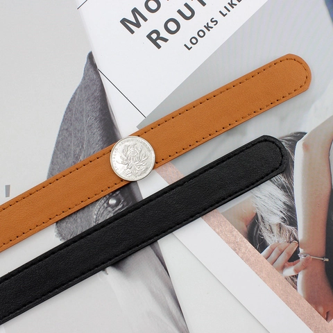 Cinturón de Cuero PU Minimalista para Mujer Vintage Color Sólido Hebilla Cuadrada Cintura Delgada para Vaqueros Vestidos Accesorio Moda Retro
