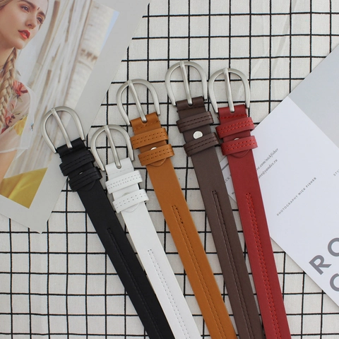 Retro Chic Women's PU Leather Belt With Metal Pin Buckle Boyfriend Style Slim Fashion Waistband For Jeans Pants Decorative Waist Belt