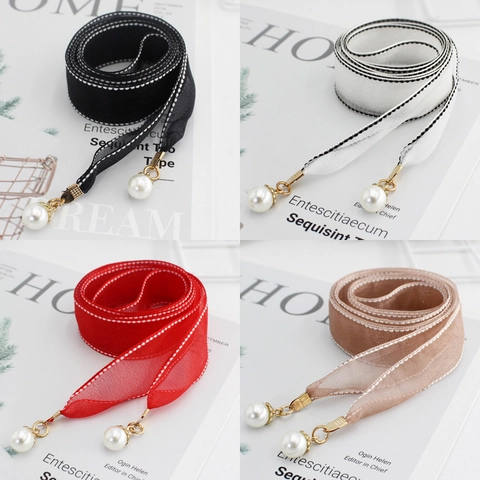 Damen Elegant Netz Taillenseil Mit Künstlichen Perlenanhängern Geknoteter Dünner Gürtel Dekorativer Taillengürtel Für Kleider