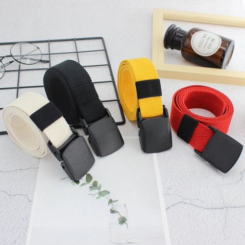 Ceinture Décontractée en Toile Unisexe Avec Boucle Automatique en Plastique Hypoallergénique Sans Métal Ceinture Tissée pour Jeans Style Tactique Extérieur