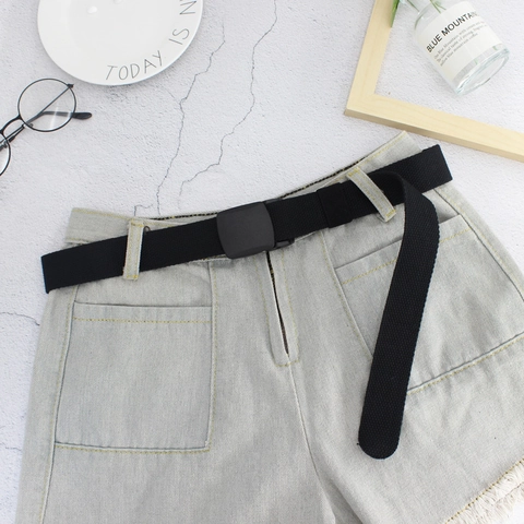 Ceinture Décontractée en Toile Unisexe Avec Boucle Automatique en Plastique Hypoallergénique Sans Métal Ceinture Tissée pour Jeans Style Tactique Extérieur