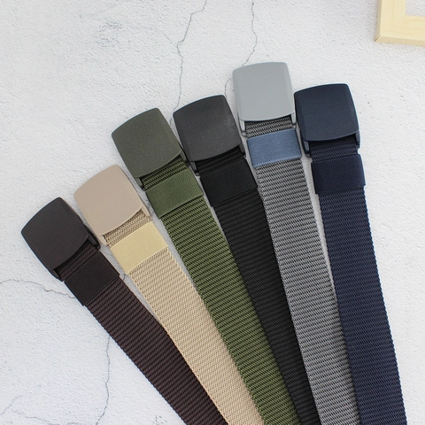 Ceinture en Toile de Mode Hommes Femmes Boucle Automatique en Plastique Non Métallique Hypoallergénique Ceinture Tactique Réglable