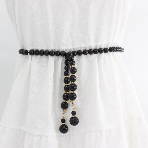 Elegante Catena da Vita in Perle Artificiali per Donna Fibbia in Lega con Strass Cintura Elastica con Perline per Abito Matrimonio