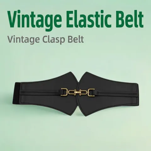 Cintura a Corsetto Elastica Vintage da Donna Fibbia in Metallo Retrò Fascia Larga per Vestito Maglione Accessori Moda