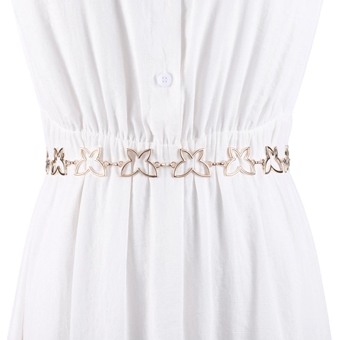Cintura a Catena in Metallo con Farfalla Traforata da Donna Catena in Vita Regolabile per Abiti Camicie Elegante Accessorio in Lega di Zinco