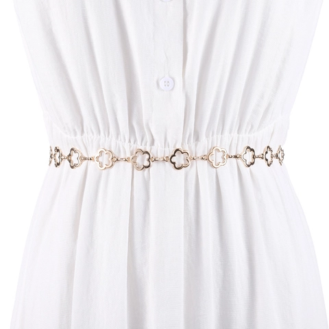 Cintura a Catena in Metallo con Fiori Traforati da Donna Catena in Vita Sottile in Lega Regolabile per Abiti Accessori Decorativi