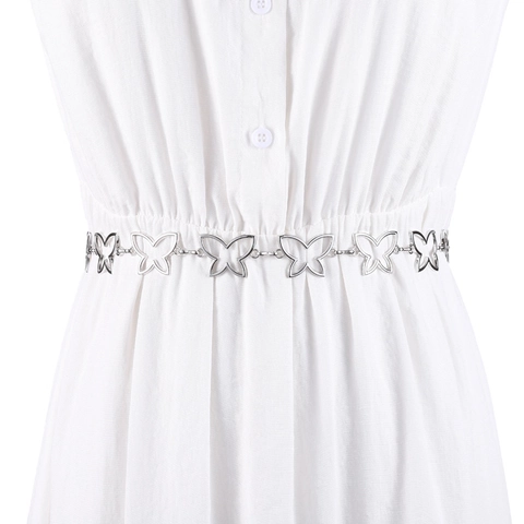 Cintura a Catena in Metallo con Farfalla Traforata da Donna Catena in Vita Regolabile per Abiti Camicie Elegante Accessorio in Lega di Zinco