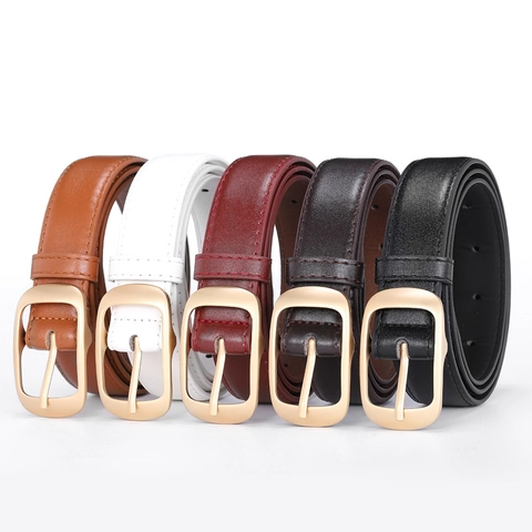 Minimalist Women PU Leather Belt With Square Alloy Pin Buckle Versatile Waist Strap For Jeans Casual Fashion Accessories