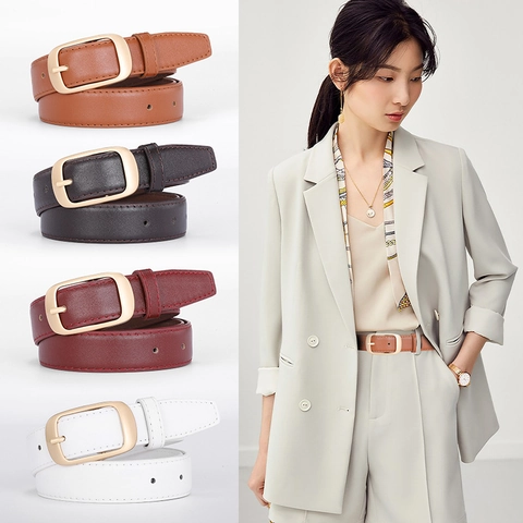 Minimalist Women PU Leather Belt With Square Alloy Pin Buckle Versatile Waist Strap For Jeans Casual Fashion Accessories