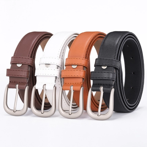 Women Fashion Commuter PU Leather Belt Minimalist Alloy Needle Buckle Waistband Versatile Solid Color Pants Belt Daily Jewelry Accessory