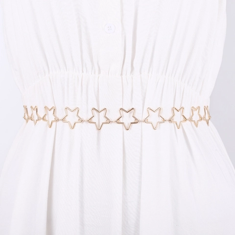 Catena da Vita in Metallo a Forma di Stella Traforata da Donna Cintura a Maglie in Lega Regolabile Accessorio Decorativo per Vestito Camicia